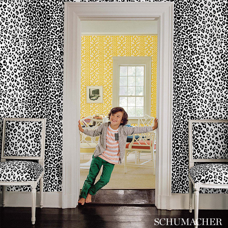 Schumacher Iconic Leopard Ink Wallpaper