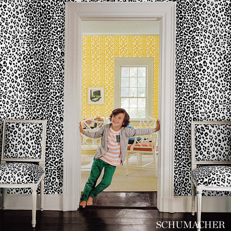 Schumacher Iconic Leopard Ink Wallpaper
