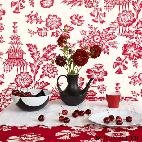 Schumacher Song Garden Porcelain Wallpaper - Eade's Wallpaper