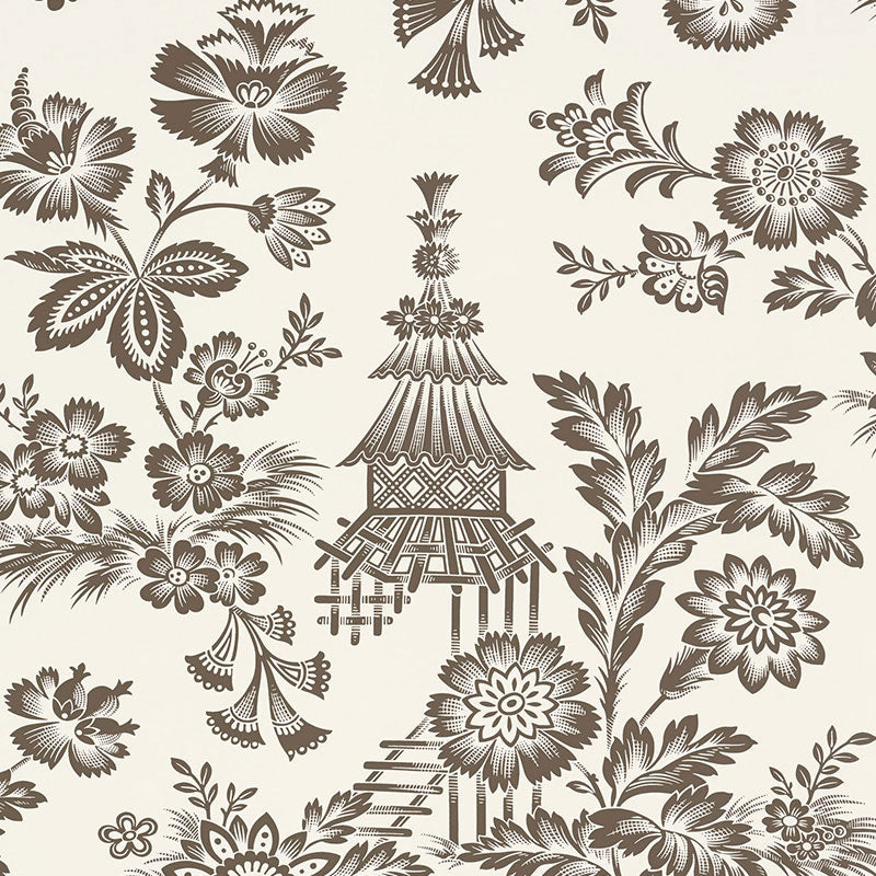 Schumacher Song Garden Cocoa Wallpaper - Eade's Wallpaper