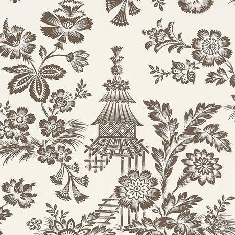 Schumacher Song Garden Cocoa Wallpaper - Eade's Wallpaper