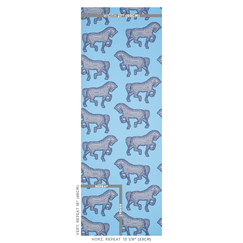 Schumacher Faubourg Blue Wallpaper