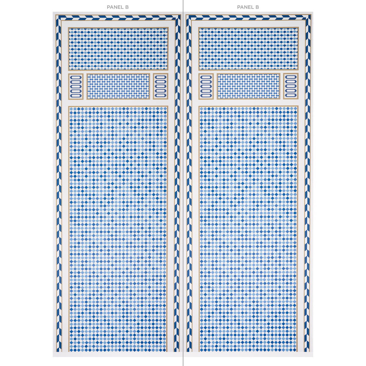 Schumacher Robinchon Panel B Blue Wallpaper - Eade's Wallpaper