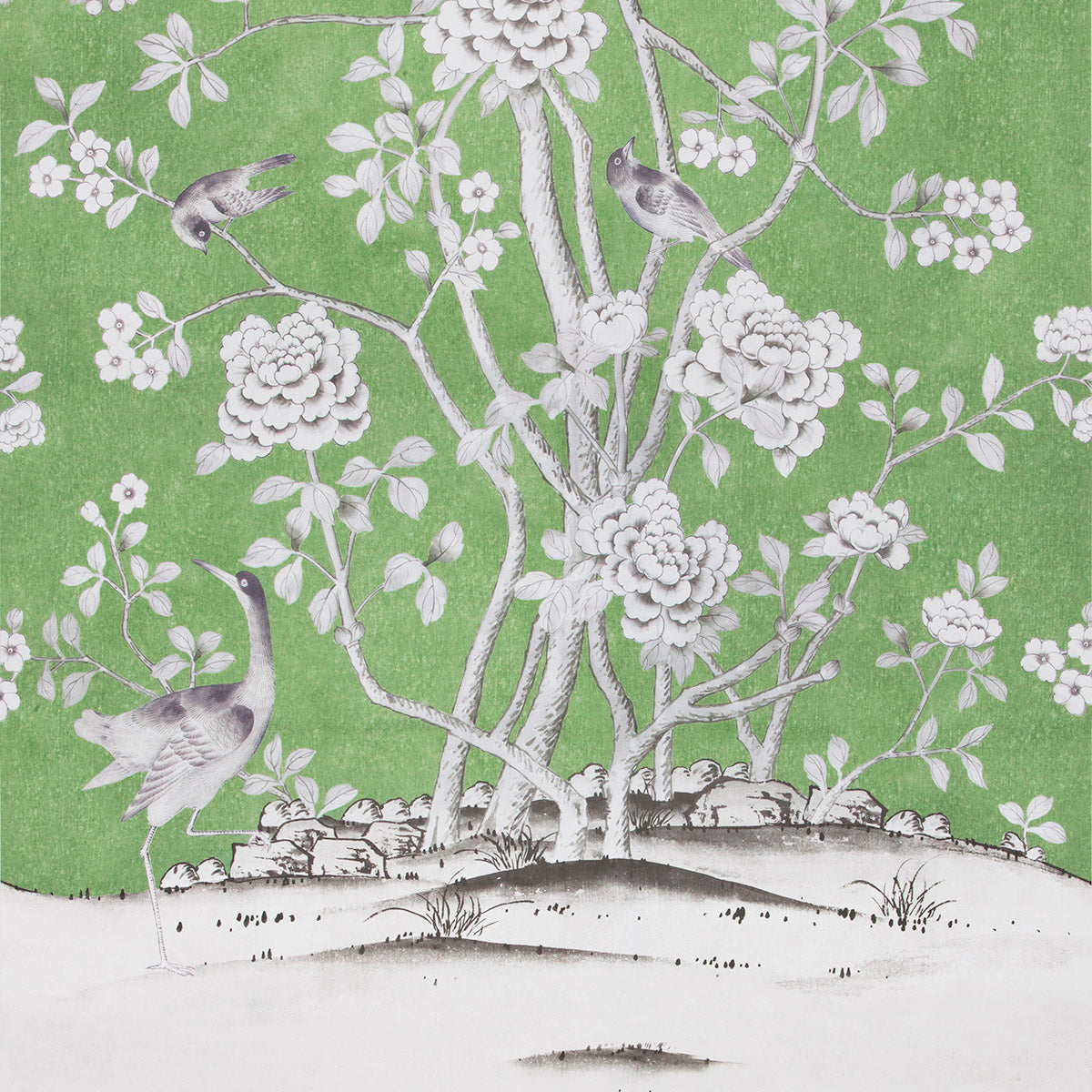 Schumacher Chinois Palais Panel Lettuce Wallpaper