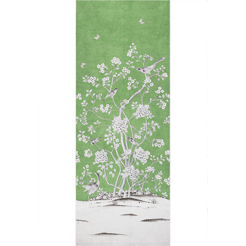 Schumacher Chinois Palais Panel Lettuce Wallpaper
