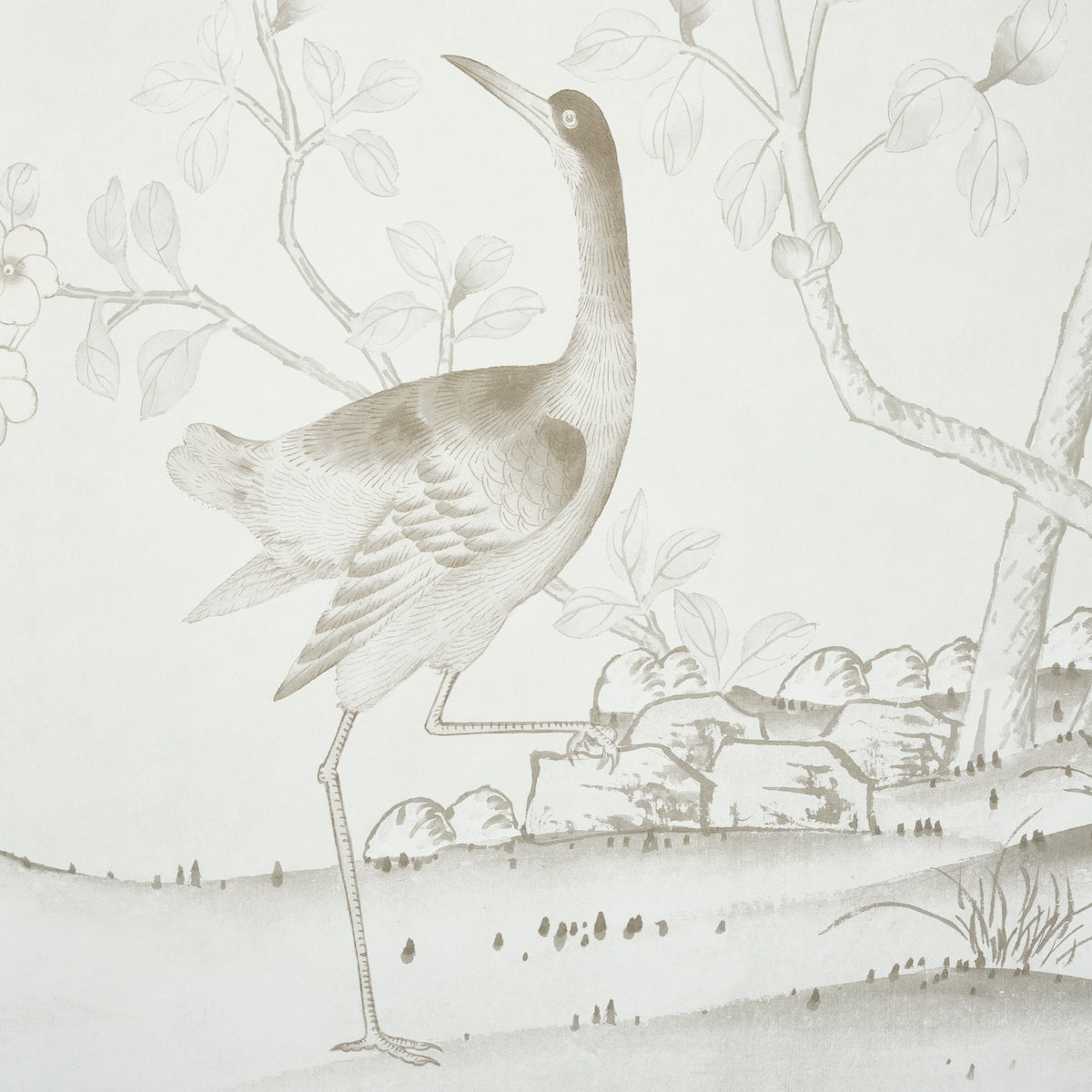 Schumacher Chinois Palais Panel Neutral Wallpaper