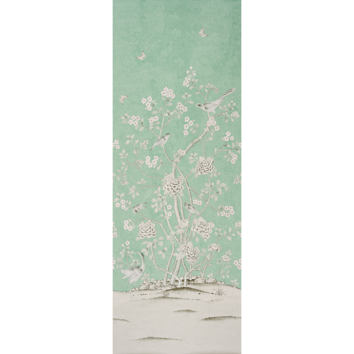 Schumacher Chinois Palais Panel Aquamarine Wallpaper