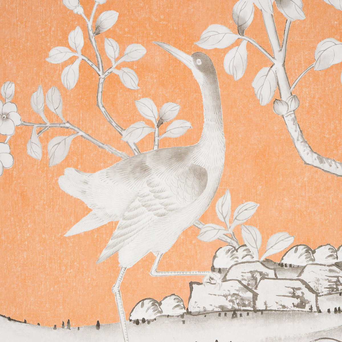 Schumacher Chinois Palais Panel Tangerine Wallpaper