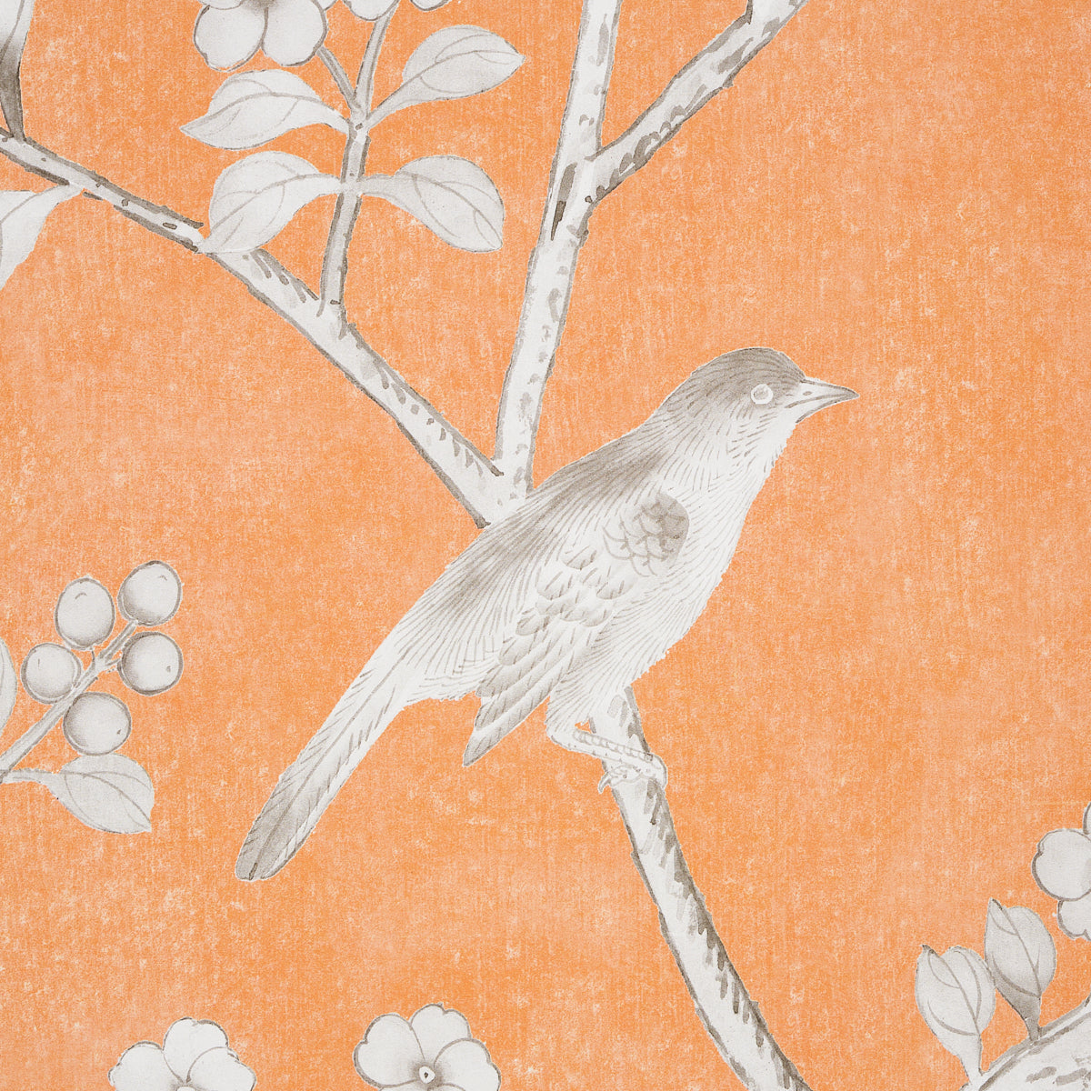 Schumacher Chinois Palais Panel Tangerine Wallpaper