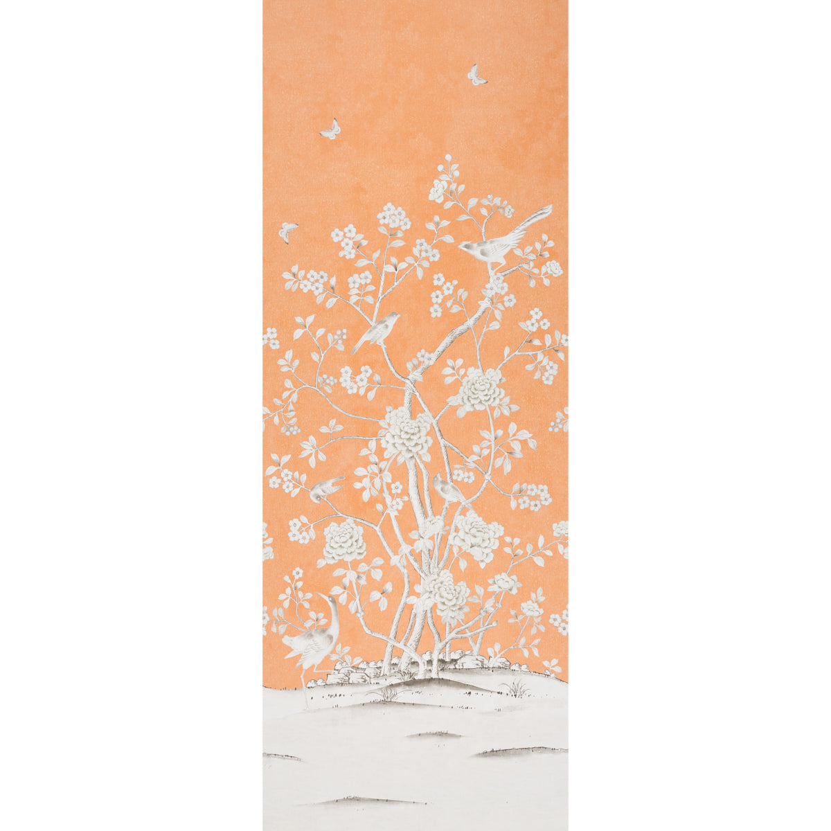 Schumacher Chinois Palais Panel Tangerine Wallpaper