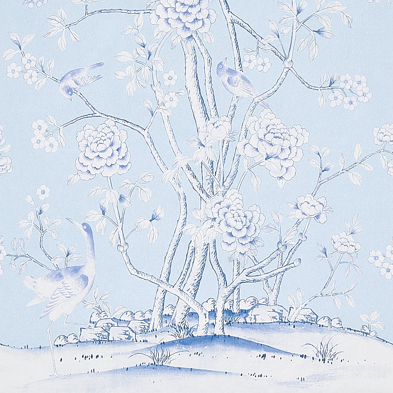Schumacher Chinois Palais Panel Sky Wallpaper