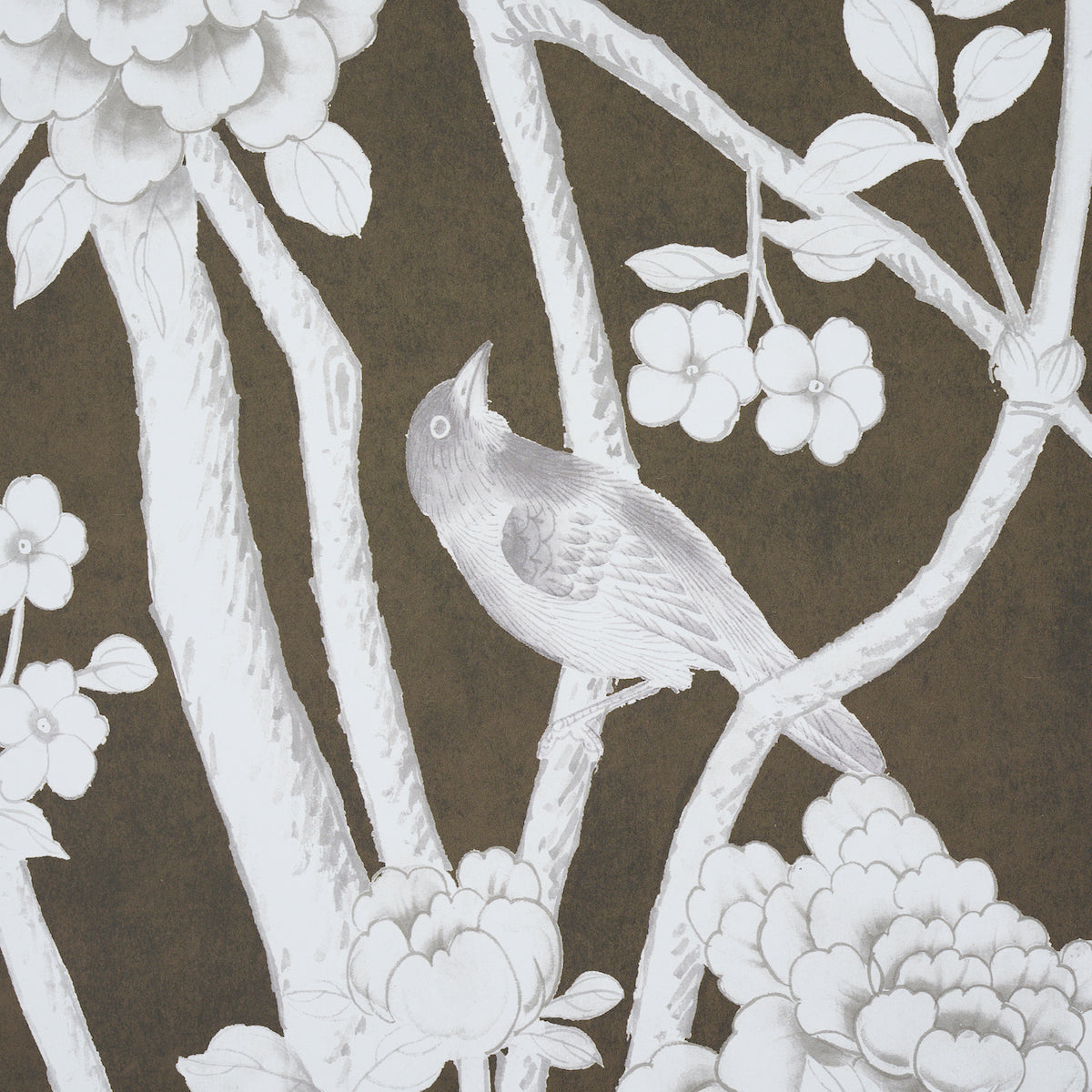 Schumacher Chinois Palais Panel Chocolate Wallpaper