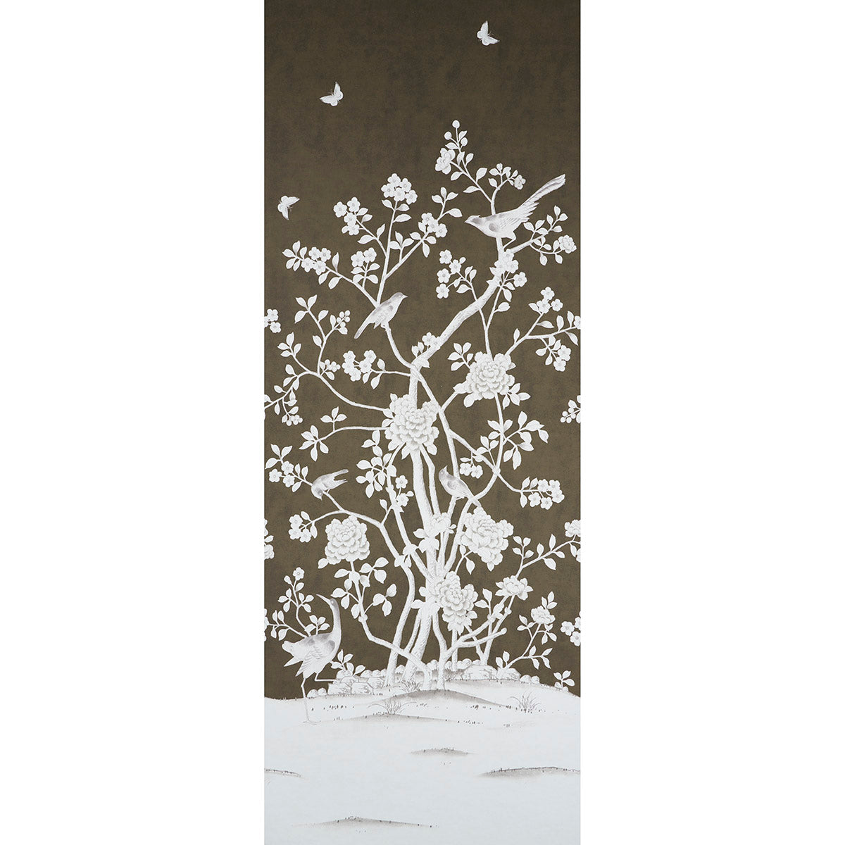 Schumacher Chinois Palais Panel Chocolate Wallpaper