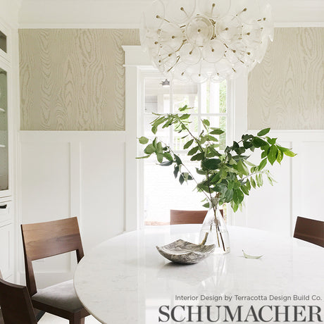 Schumacher Faux Bois Sand Shimmer Wallpaper