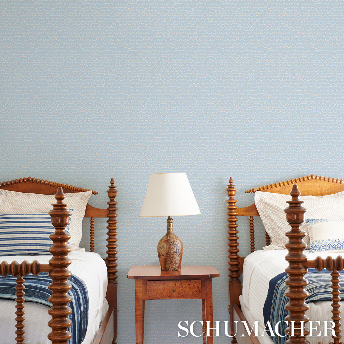 Schumacher Waves White On Sky Wallpaper