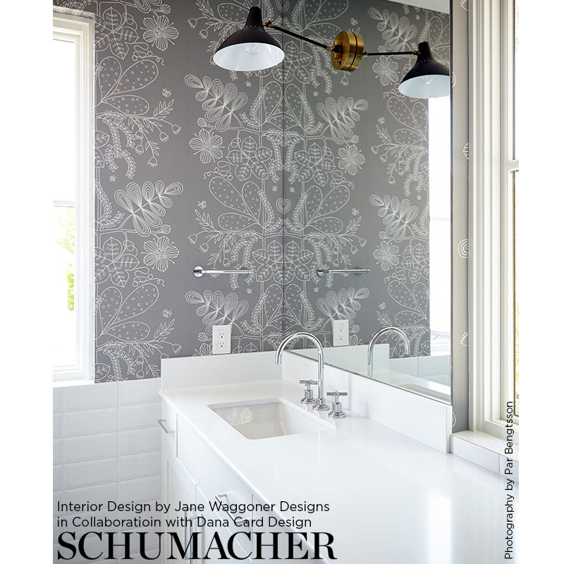 Schumacher Blommen Smoke Wallpaper