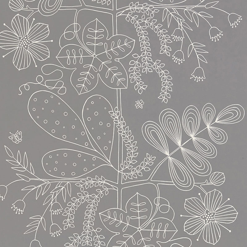 Schumacher Blommen Smoke Wallpaper