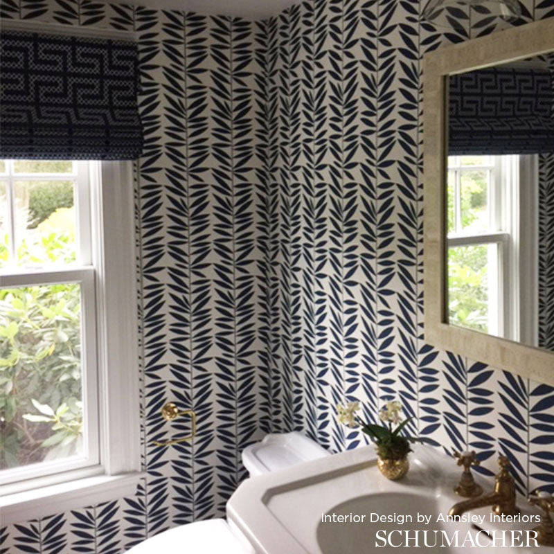 Schumacher Leaf Stripe Mist Wallpaper - Eade's Wallpaper