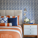 Schumacher Leaf Stripe Mist Wallpaper - Eade's Wallpaper