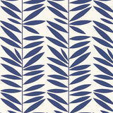 Schumacher Leaf Stripe Marine Wallpaper - Eade's Wallpaper