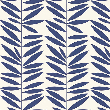 Schumacher Leaf Stripe Marine Wallpaper - Eade's Wallpaper
