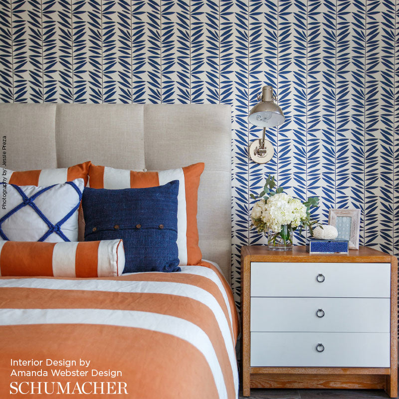 Schumacher Leaf Stripe Ebony Wallpaper - Eade's Wallpaper
