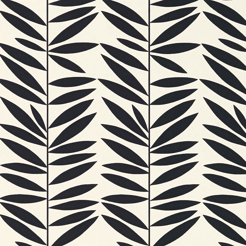 Schumacher Leaf Stripe Ebony Wallpaper - Eade's Wallpaper