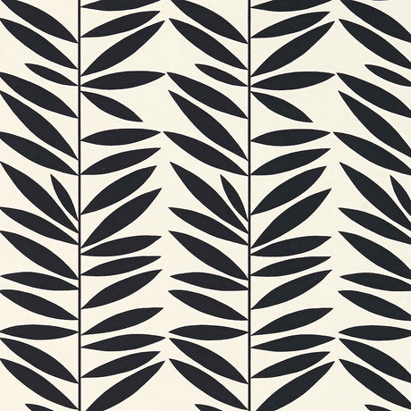 Schumacher Leaf Stripe Ebony Wallpaper - Eade's Wallpaper