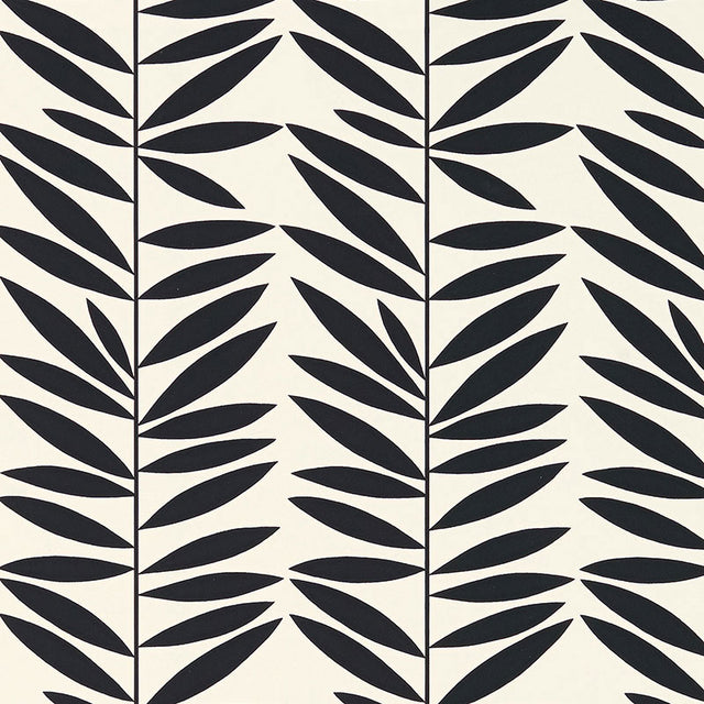 Schumacher Leaf Stripe Ebony Wallpaper - Eade's Wallpaper