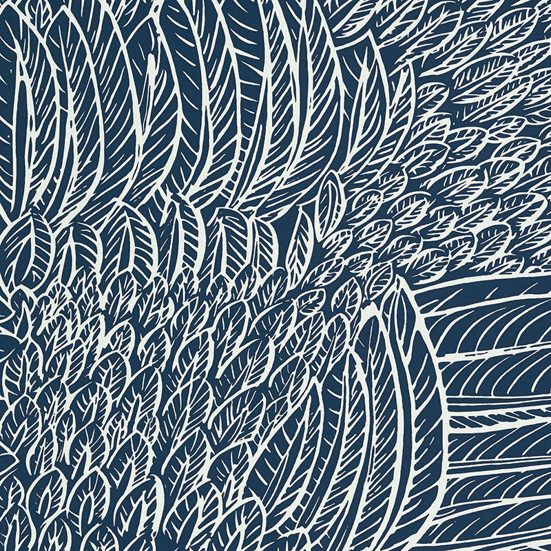 Schumacher Featherfest Marine Wallpaper