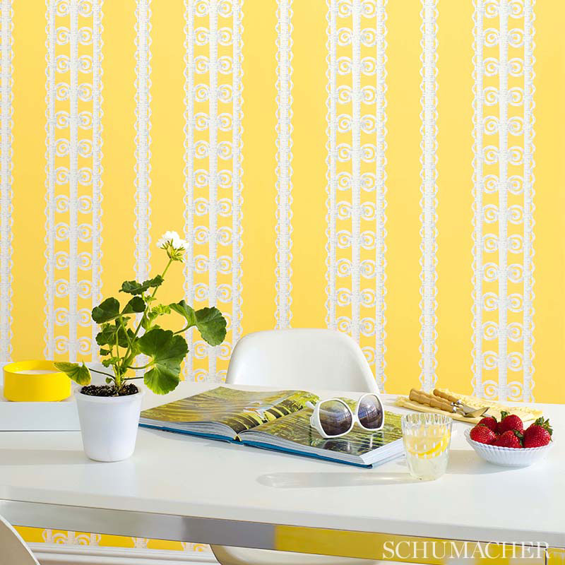 Schumacher Wicker Stripe Reed Wallpaper