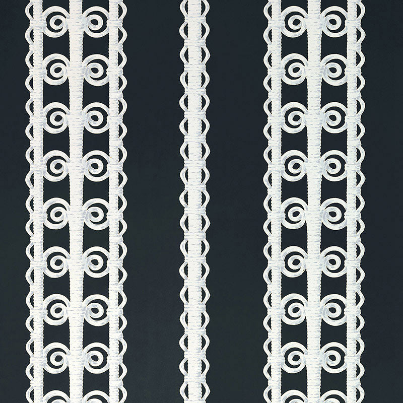 Schumacher Wicker Stripe Licorice Wallpaper