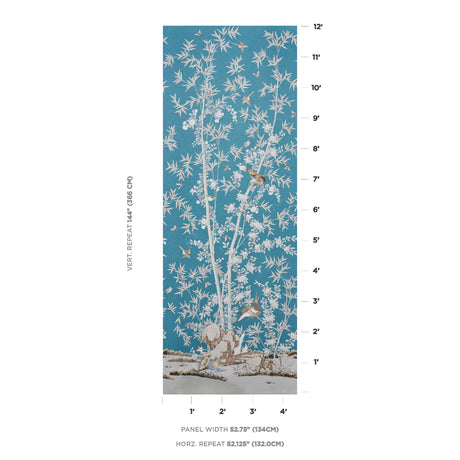 Schumacher Brighton Pavilion Panel Peacock Wallpaper