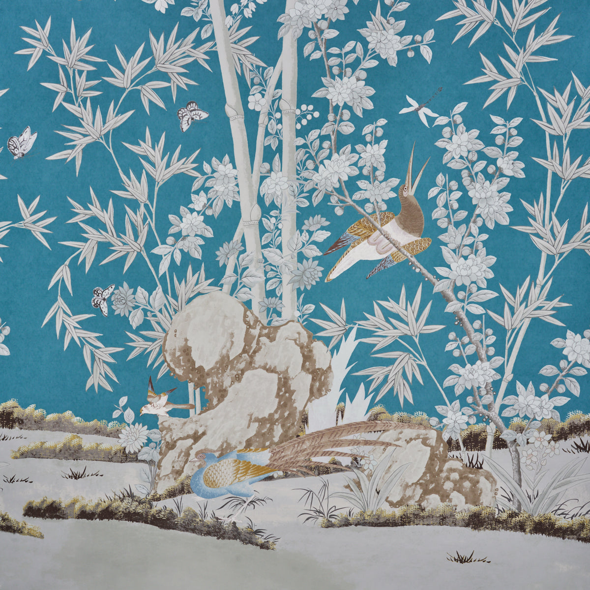 Schumacher Brighton Pavilion Panel Peacock Wallpaper