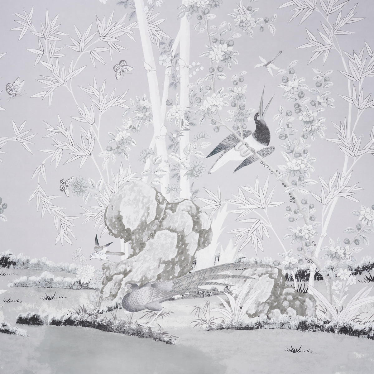 Schumacher Brighton Pavilion Panel Black & White Wallpaper
