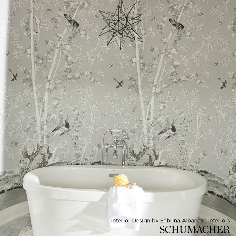 Schumacher Brighton Pavilion Panel Black & White Wallpaper