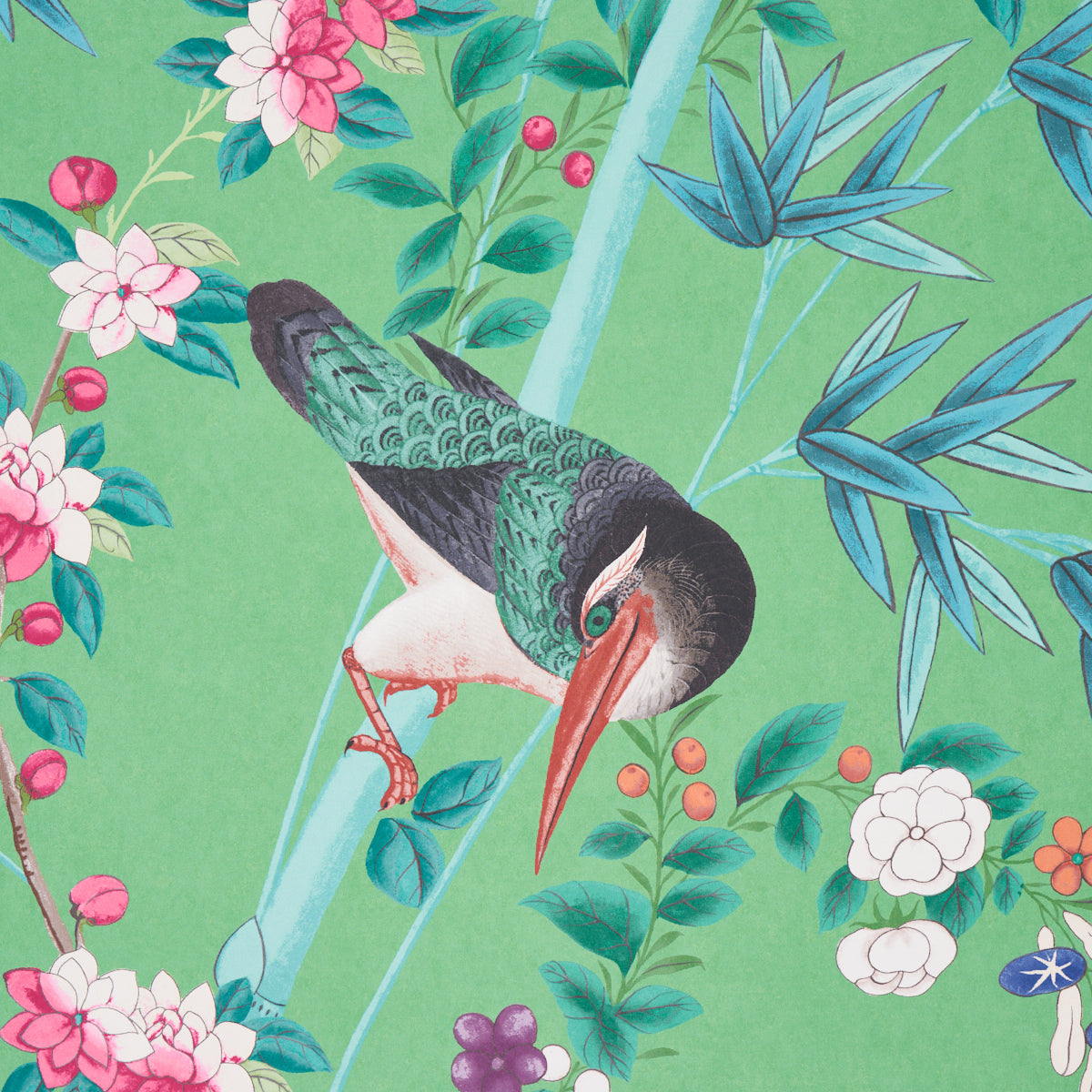 Schumacher Brighton Pavilion Panel Emerald Wallpaper