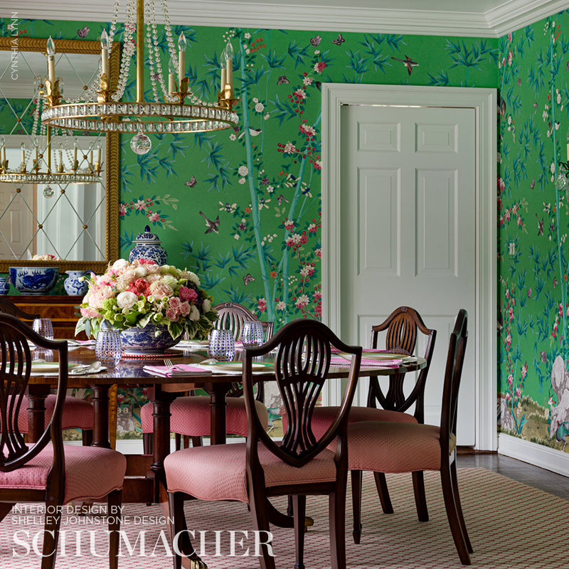 Schumacher Brighton Pavilion Panel Emerald Wallpaper