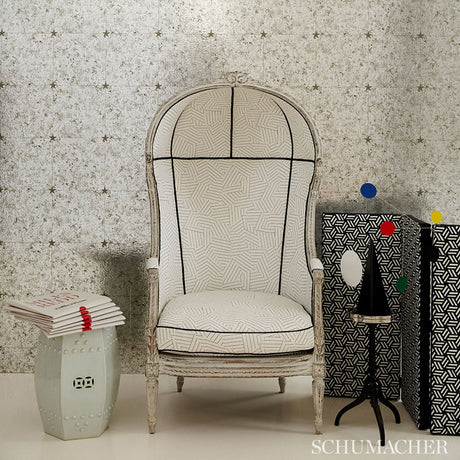 Schumacher Glass Paneling Silver Wallpaper