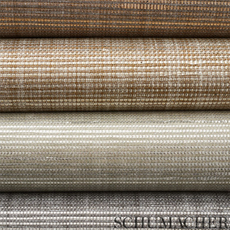 Schumacher Anodized Raffia Oxidized Silver Wallpaper