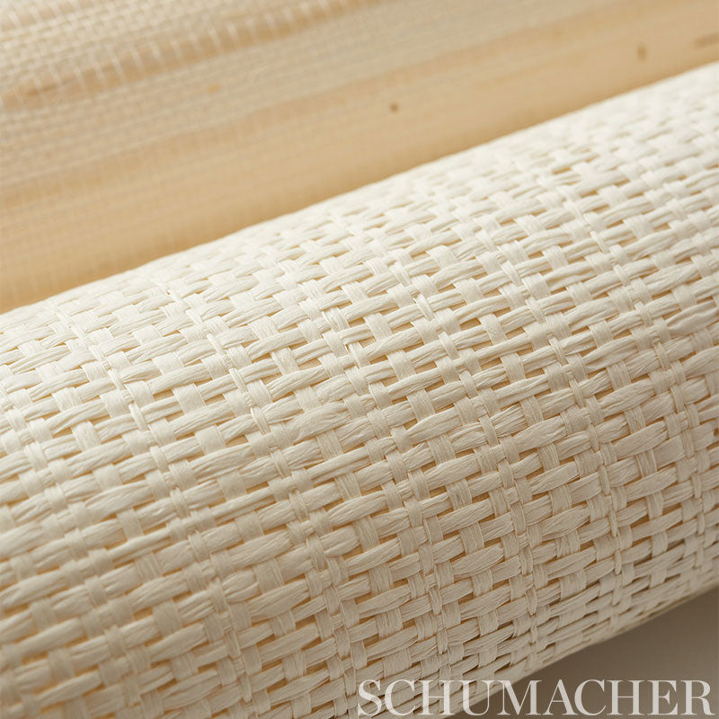 Schumacher Banded Grasscloth Cream Wallpaper