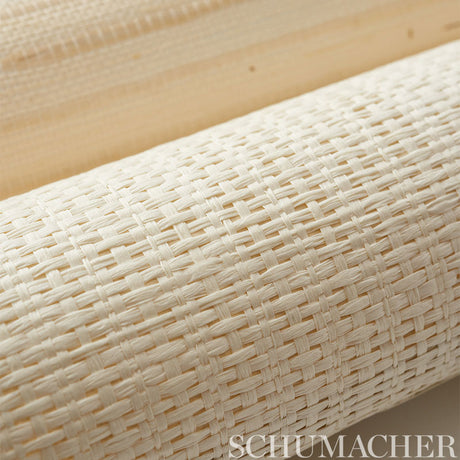 Schumacher Banded Grasscloth Cream Wallpaper
