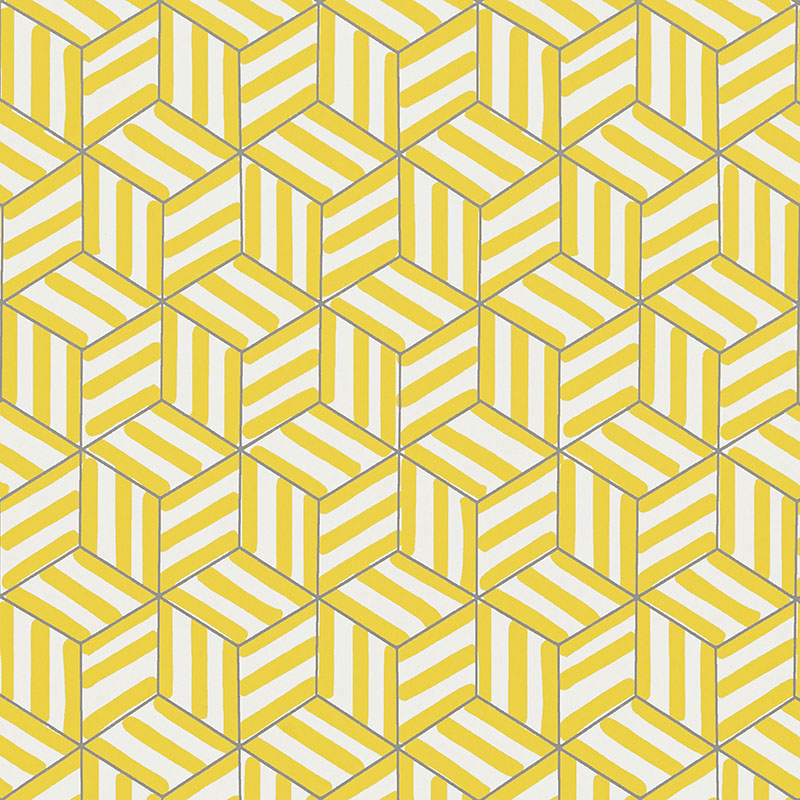 Schumacher Tumbling Blocks Citron Wallpaper