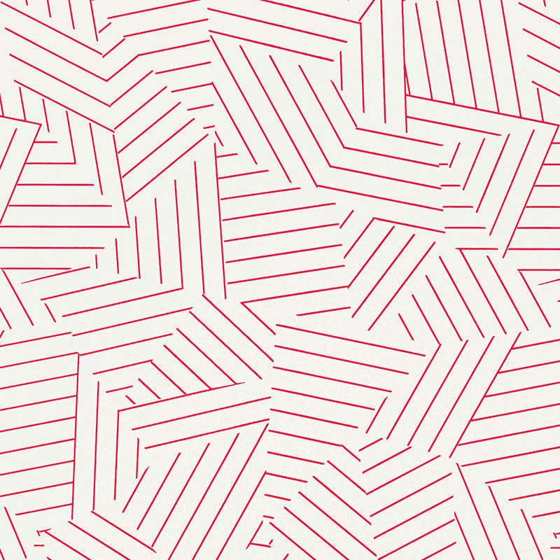 Schumacher Deconstructed Stripe Red Wallpaper