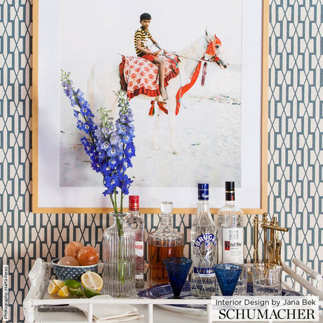 Schumacher Belvedere Peacock Blue Wallpaper