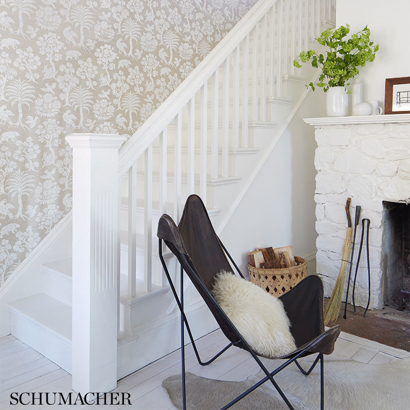 Schumacher Woodland Silhouette Sisal Ivory Wallpaper