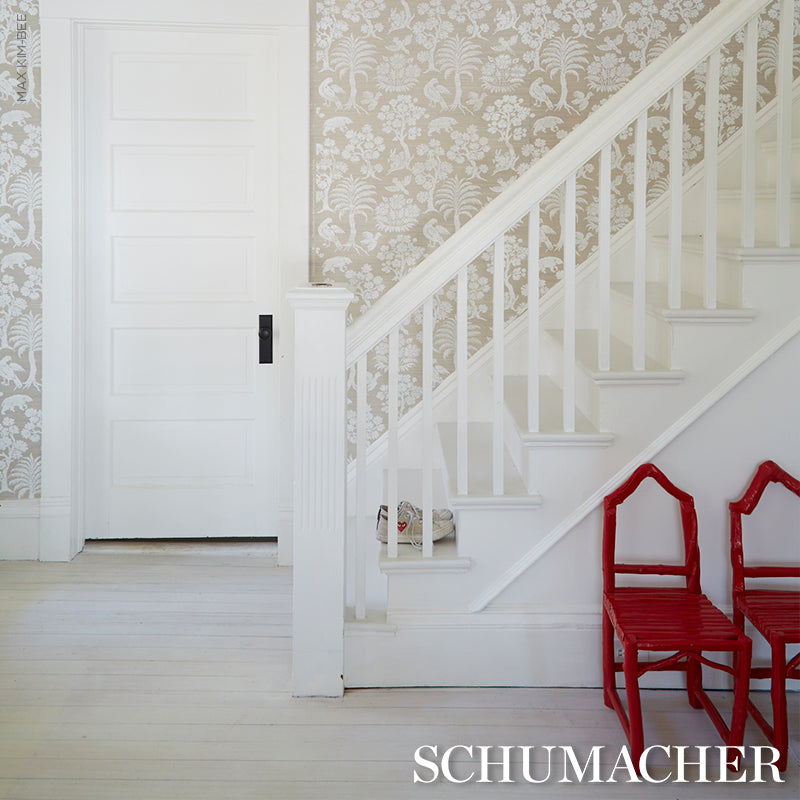 Schumacher Woodland Silhouette Sisal Fog Wallpaper