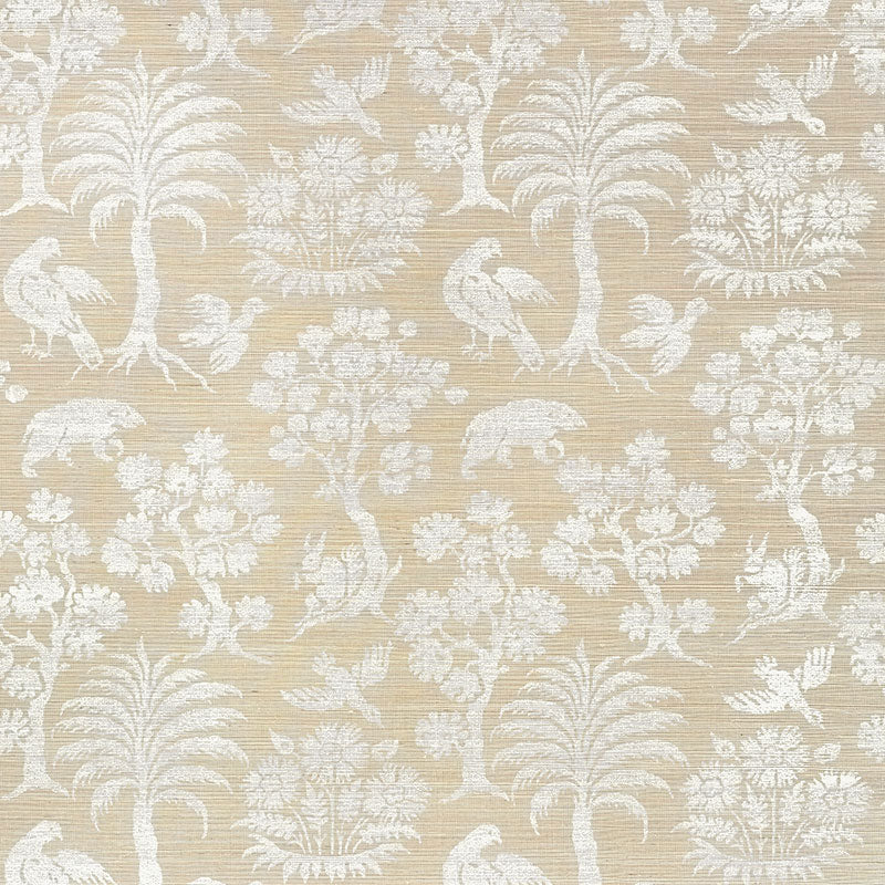 Schumacher Woodland Silhouette Sisal Fog Wallpaper