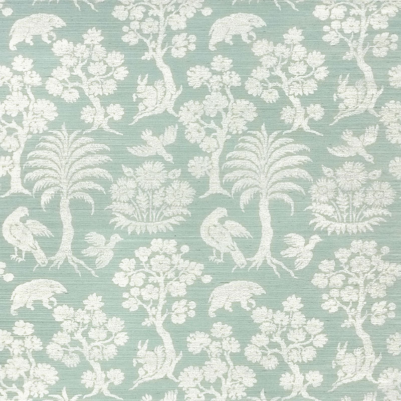 Schumacher Woodland Silhouette Sisal Sky Wallpaper