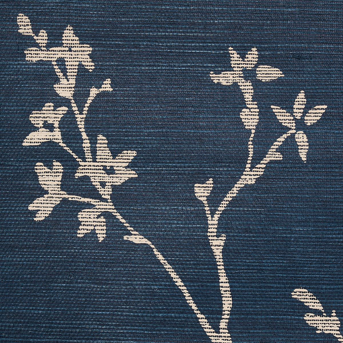 Schumacher Twiggy Sisal Indigo Wallpaper